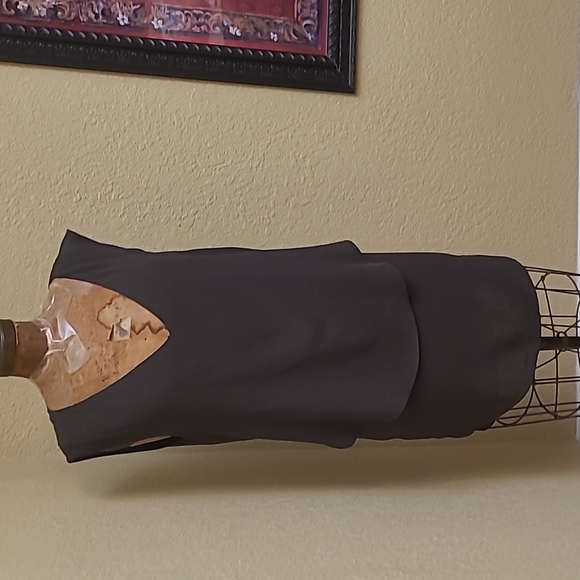 Womens OAK NYC Draped Open Back Layered Shirt Dress Crepe Green Size 1 Small - Picture 5 of 7